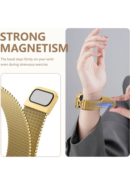 Apple Watch Series 10 Ultra 9 8 7 Se 6 5 4 3 2 1 46MM 49MM 45MM 44MM 42MM Milano Metal Bant-Altın Boyutlu Saat Kayışı (Yurt Dışından) modelleri