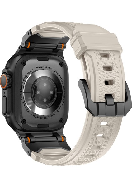 Apple Watch 10 46MM/ULTRA 2/ultra 49MM/9 8 7 45MM/SE (2023) Se (2022) Se 6 5 4 44MM/3 2 1 42MM Sıvı Silikon Kayış-Titanyum+Starlight Için (Yurt Dışından)