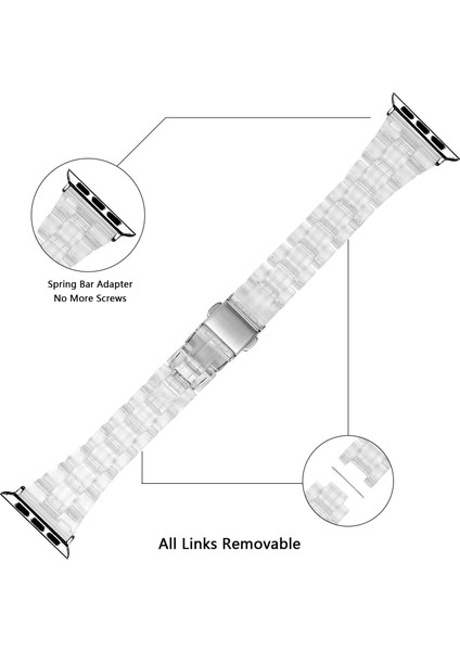Apple Watch Series 10 46MM/ULTRA 2 Ultra 49MM/9 8 7 45MM/SE (2023) Se (2022) Se 6 5 4 44MM/3 2 1 42MM Için Hafif Renkli Reçine Saat Kayışı Değişimi - Şeffaf (Yurt Dışından) indirimleri