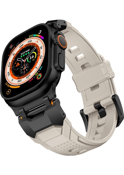 Apple Watch 10 46MM/ULTRA 2/ultra 49MM/9 8 7 45MM/SE (2023) Se (2022) Se 6 5 4 44MM/3 2 1 42MM Sıvı Silikon Kayış-Titanyum+Starlight Için (Yurt Dışından) modelleri