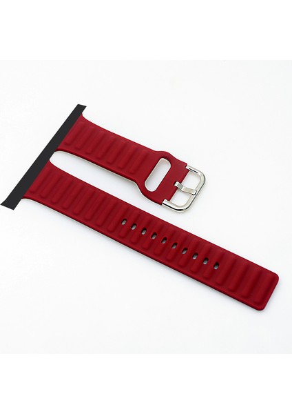 Apple Watch Series 10 46MM/ULTRA 2 Ultra 49MM/9 8 7 45MM/SE (2023) Se (2022) Se 6 5 4 44MM/3 2 1 42MM Için Yeni Stil Yumuşak Silikon Saat Kayışı - Kırmızı (Yurt Dışından)