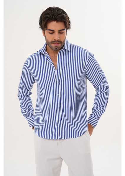 Gömlek Pamuklu Çizgili Regular Erkek Gömlek