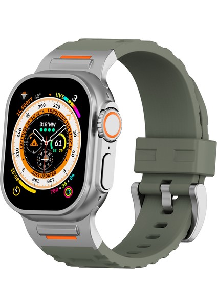 Apple Watch Series 10 46MM/ULTRA 2/ultra 49MM/9 8 7 45MM/SE (2023) Se (2022) Se 6 5 4 44MM/3 2 1 42MM Için Sıvı Silikon Kayış - Orman Yeşili (Yurt Dışından) modelleri