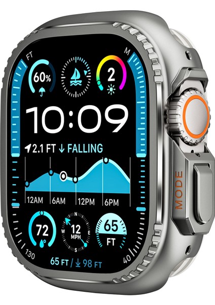 Apple Watch Ultra 2 49 mm Koruyucu Saat Kılıfı Kapağı - Gri Metal Kasa (Yurt Dışından)