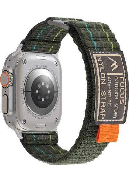 Apple Watch Series 10 46MM/ULTRA 2/ultra 49MM/9 8 7 45MM/SE (2023) Se (2022) Se Naylon Döngülü Saat Kayışı-Yeşil (Yurt Dışından)
