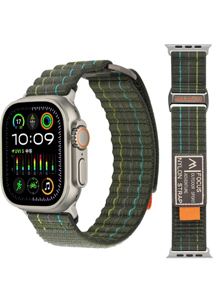 Apple Watch Series 10 46MM/ULTRA 2/ultra 49MM/9 8 7 45MM/SE (2023) Se (2022) Se Naylon Döngülü Saat Kayışı-Yeşil (Yurt Dışından) fırsatları
