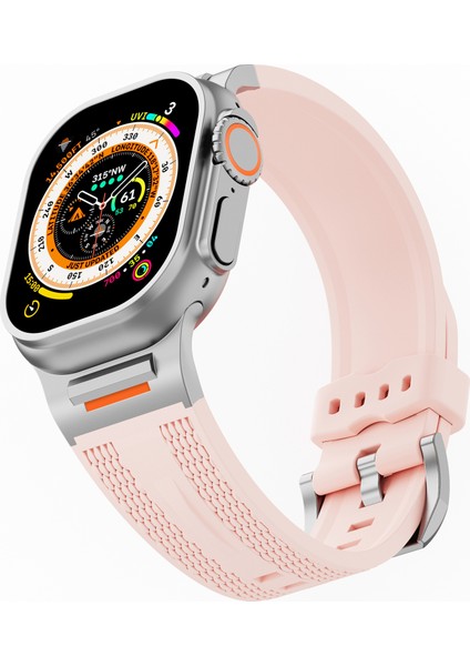 Apple Watch Series 10 46MM/ULTRA 2/ultra 49MM/9 8 7 45MM/SE (2023) Se (2022) Se 6 5 4 44MM/3 2 1 42MM - Retro Gül Rengi Için Spor Sıvı Silikon Kayış (Yurt Dışından) modelleri