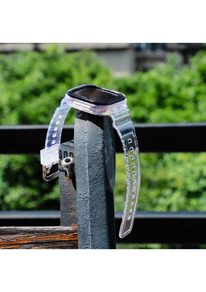 Apple Watch Series 10 46MM Tpu Saat Kayışı + Kılıf Kapağı Entegre Tasarım - Şeffaf/siyah Çerçeve (Yurt Dışından) fırsatları