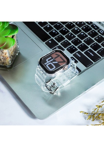 Apple Watch Series 10 46MM Tpu Saat Kayışı + Kılıf Kapağı Entegre Tasarım - Şeffaf/siyah Çerçeve (Yurt Dışından) indirimleri