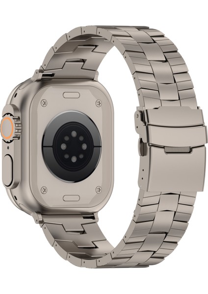 Apple Watch Series 10 42MM/9 8 7 41MM/SE (2023) Se (2022) Se 6 5 4 40MM/3 2 1 38MM Titanyum Alaşımlı Bant Pirinç Sivri Dokulu Bilek Kayışı-Titanyum (Yurt Dışından)