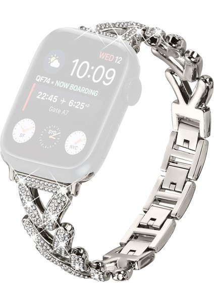 Apple Watch 10 42MM/9 8 7 41MM/SE (2023)/(2022)/(2020) 6 5 4 40MM/3 2 1 38MM Için Çinko Alaşımlı Bükülmüş Saat Kayışı - Starlight (Yurt Dışından)