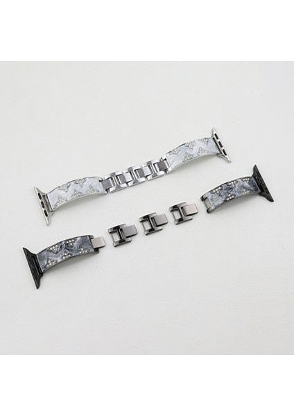 Apple Watch 10 46MM/ULTRA 2/ultra 49MM/9 8 7 45MM/SE (2023) Se (2022) Se 6 5 4 44MM/3 2 1 42MM Için Yapay Elmas Yapraklı Metal Kayış - Gümüş (Yurt Dışından) fiyatları