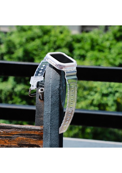 Apple Watch Series 10 42MM Tpu Saat Kayışı + Kılıf Kapağı Entegre Tasarım - Şeffaf/beyaz Çerçeve (Yurt Dışından) fırsatları
