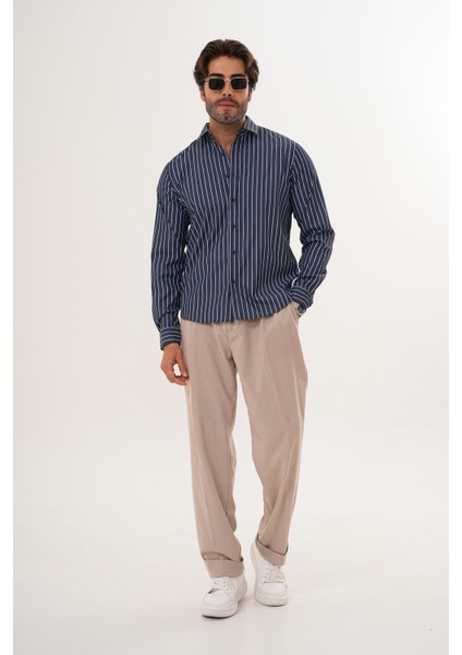 Gömlek Çizgili Pamuklu Mevsimlik Regular Erkek Gömlek fiyatları