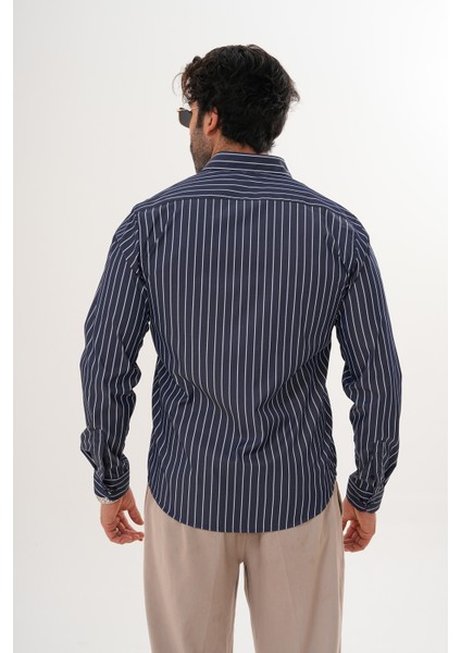 Gömlek Çizgili Pamuklu Mevsimlik Regular Erkek Gömlek fırsatları