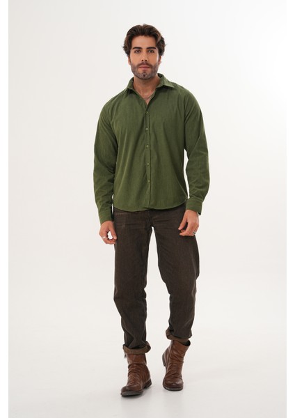 Gömlek Erkek Pamuklu Kadife Kumaş Likralı Mevsimlik Regular Gömlek fiyatları