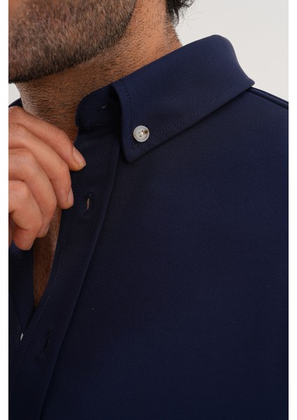 Gömlek Örme Petek Kumaş Mevsimlik Likralı Regular Erkek Gömlek modelleri