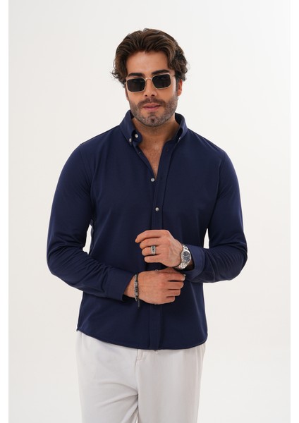 Gömlek Örme Petek Kumaş Mevsimlik Likralı Regular Erkek Gömlek indirimleri