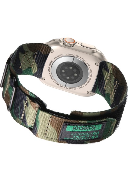 Apple Watch Series 10 46MM/ULTRA 2/ultra 49MM/9 8 7 45MM/SE (2023) Se (2022) Se 6 5 4 44MM/3 2 1 42MM Için Kalebol 3 Halkalı Naylon Kayış - Kamuflaj (Yurt Dışından)