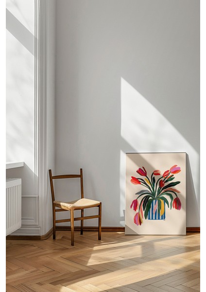 Neşeli Laleler - Kanvas Tablo - Renkli Vazo Pop Art Modern Duvar Dekoru modelleri