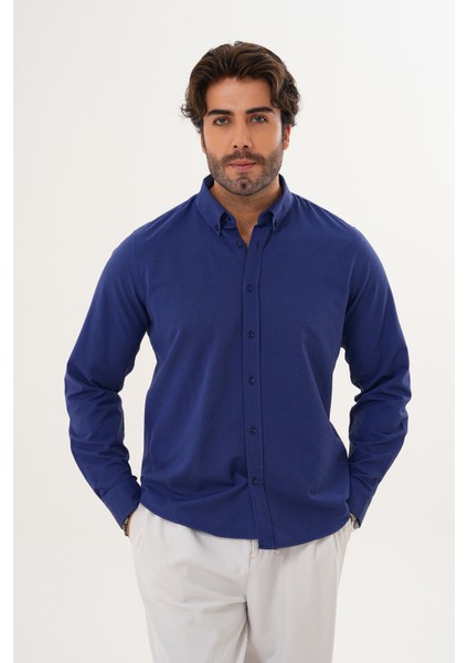 Gömlek Pamuklu Oxford Kumaş Yıkamalı Regular Mevsimlik Erkek Gömlek