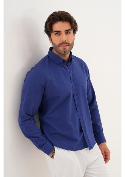 Gömlek Pamuklu Oxford Kumaş Yıkamalı Regular Mevsimlik Erkek Gömlek