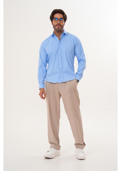 Gömlek Çizgili Pamuklu Mevsimlik Regular Erkek Gömlek fiyatları