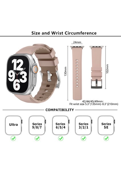 Kalebol Apple Watch 10 46MM/ULTRA 2/ultra 49MM/9 8 7 45MM/SE (2023) Se (2022) Se 6 5 4 44MM/3 2 1 42MM Silikon Bant Çift Renk-Pembe (Yurt Dışından) modelleri