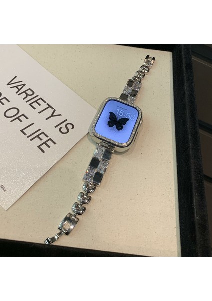 Apple Watch Series 10 42MM/9 8 7 41MM/SE (2023) Se (2022) Se 6 5 4 40MM/3 2 1 38MM Buz Küpü Zirkon Dekor Kayış Bakır Saat Bandı-Siyah (Yurt Dışından) fırsatları