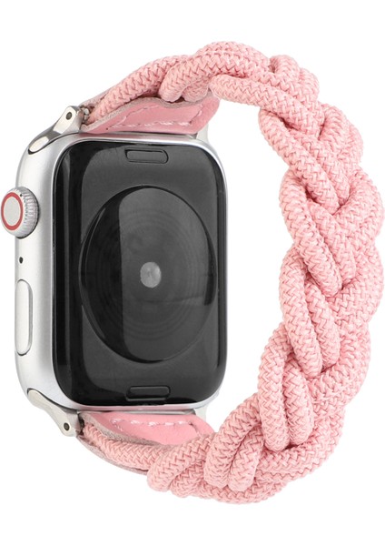 Apple Watch Series 10 46MM/ULTRA 2 Ultra 49MM/9 8 7 45MM/SE (2023) Se (2022) Se 6 5 4 44MM/3 2 1 42MM Için Elastik Dokuma Tasarım Saat Kayışı Yedek Saat Kayışı - Pembe (Yurt Dışından)