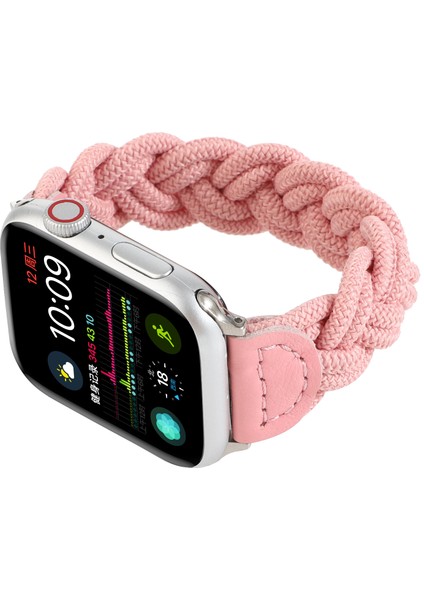 Apple Watch Series 10 46MM/ULTRA 2 Ultra 49MM/9 8 7 45MM/SE (2023) Se (2022) Se 6 5 4 44MM/3 2 1 42MM Için Elastik Dokuma Tasarım Saat Kayışı Yedek Saat Kayışı - Pembe (Yurt Dışından) modelleri