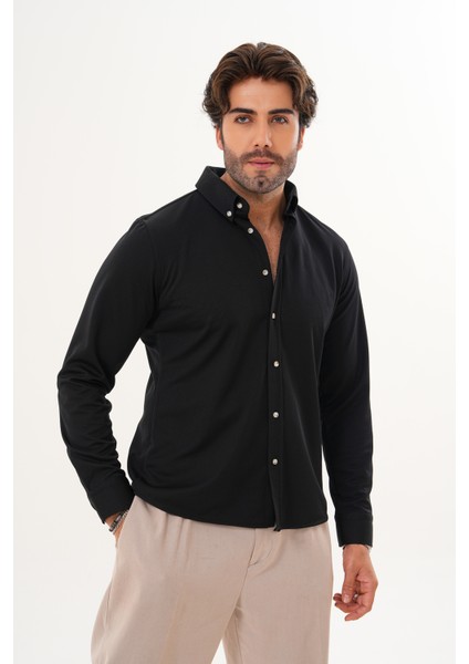 Gömlek Örme Petek Kumaş Mevsimlik Likralı Regular Erkek Gömlek indirimleri