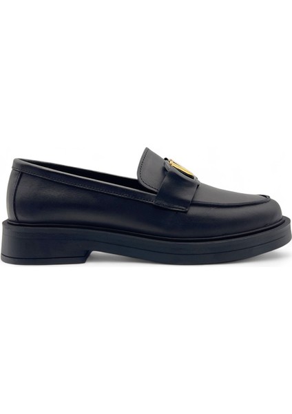Vellagio Siyah Hakiki Deri Kadın Loafer