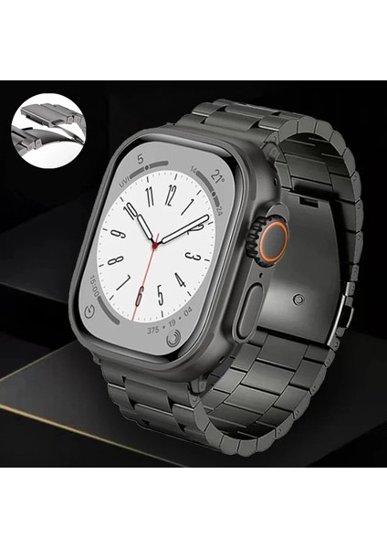 Apple Watch Series 10 42MM/9 8 7 41MM/SE (2023) Se (2022) Se 6 5 4 40MM/3 2 1 38MM Watch Band 3 Boncuklu Titanyum Alaşımlı Kayış-Gümüş (Yurt Dışından) modelleri