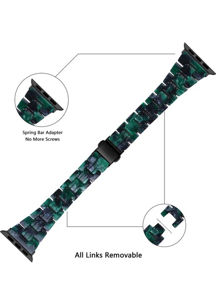 Apple Watch Series 10 46MM/ULTRA 2 Ultra 49MM/9 8 7 45MM/SE (2023) Se (2022) Se 6 5 4 44MM/3 2 1 42MM - Yeşil Karışık Için Hafif Renkli Reçine Saat Kayışı Yedeği (Yurt Dışından) indirimleri