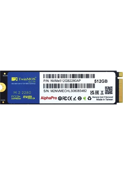 Twınmos 512GB 3600/3250MB/S M2 Pcıe Gen3 Nvme SSD NVME512GB2280AP 3d-Nand
