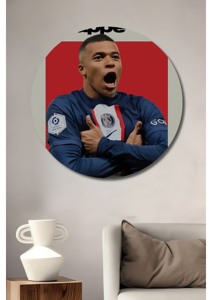 Mbappe Ahşap Mdf Dekoratif Ev/işyeri Duvar Tablo Yuvarlak Ev/işyeri Duvar Tablo