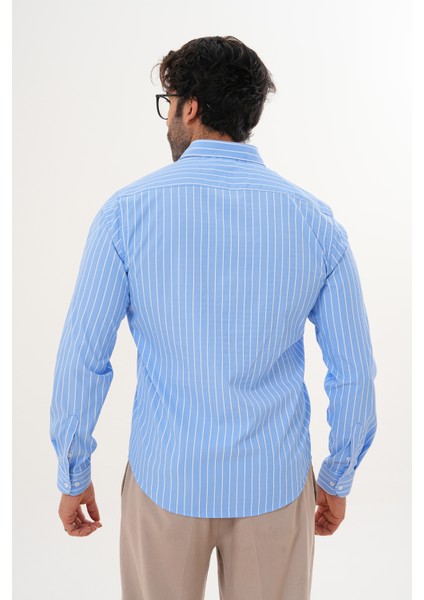 Gömlek Çizgili Pamuklu Mevsimlik Regular Erkek Gömlek fırsatları