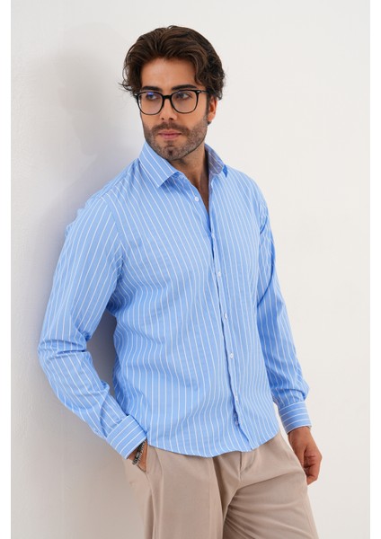 Gömlek Çizgili Pamuklu Mevsimlik Regular Erkek Gömlek indirimleri