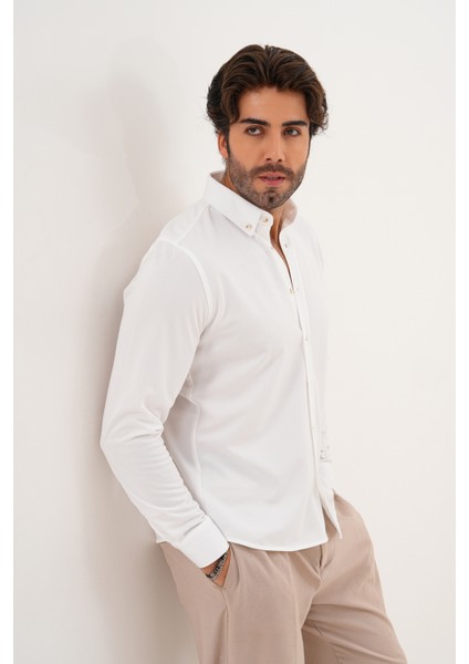 Gömlek Örme Petek Kumaş Mevsimlik Likralı Regular Erkek Gömlek indirimleri