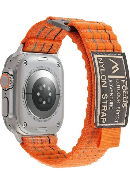 Apple Watch Series 10 46MM/ULTRA 2/ultra 49MM/9 8 7 45MM/SE (2023) Se (2022) Se Naylon Döngülü Saat Kayışı - Turuncu (Yurt Dışından)