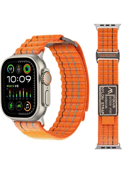 Apple Watch Series 10 46MM/ULTRA 2/ultra 49MM/9 8 7 45MM/SE (2023) Se (2022) Se Naylon Döngülü Saat Kayışı - Turuncu (Yurt Dışından) modelleri