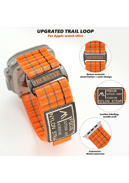 Apple Watch Series 10 46MM/ULTRA 2/ultra 49MM/9 8 7 45MM/SE (2023) Se (2022) Se Naylon Döngülü Saat Kayışı - Turuncu (Yurt Dışından) fırsatları