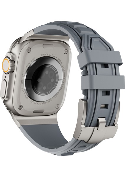 Apple Watch 10 46MM/ULTRA 2/ultra 49MM/9 8 7 45MM/SE (2023) Se (2022) Se 6 5 4 44MM/3 2 1 42MM Ayarlanabilir Kayış Silikon Bant-Titanyum+Gri (Yurt Dışından)