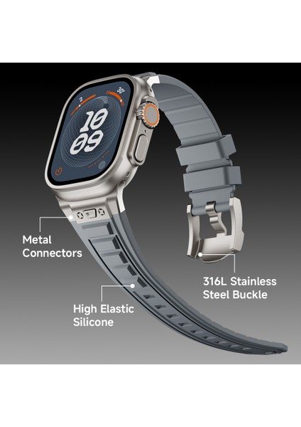 Apple Watch 10 46MM/ULTRA 2/ultra 49MM/9 8 7 45MM/SE (2023) Se (2022) Se 6 5 4 44MM/3 2 1 42MM Ayarlanabilir Kayış Silikon Bant-Titanyum+Gri (Yurt Dışından) fiyatları