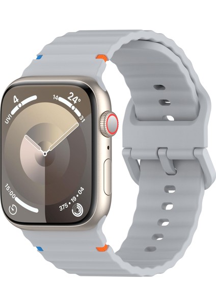 Apple Watch Series 10 46MM/ULTRA 2/ultra 49MM/9 8 7 45MM/SE (2023) Se (2022) Se 6 5 4 44MM/3 2 1 42MM Bant-Gri Için Kalebol Silikon Kayış (Yurt Dışından) modelleri