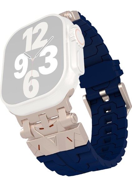 Apple Watch Series 10 46MM/ULTRA 2 Ultra 49MM/SERIES 9 8 7 45MM/SE (2023) Se (2022) Se 6 5 4 44MM/3 2 1 42MM Için Silikon Kayış - Gece Mavisi (Yurt Dışından)