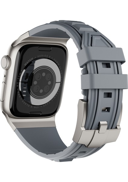 Apple Watch 10 46MM/ULTRA 2/ultra 49MM/9 8 7 45MM/SE (2023) Se (2022) Se 6 5 4 44MM/3 2 1 42MM Silikon Saat Kayışı-Titanyum+Gri (Yurt Dışından)
