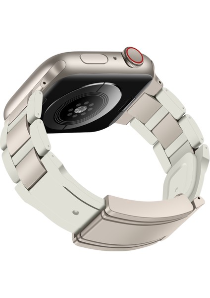 Apple Watch Series 10 42MM/9 8 7 41MM/SE (2023) Se (2022) Se 6 5 4 40MM/3 2 1 38MM Paslanmaz Çelik + Ka Kayış - Bej + Starlight Toka (Yurt Dışından) fiyatları