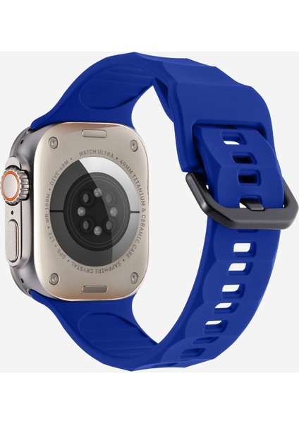 Kalebol Apple Watch Series 10 42MM/9 8 7 41MM/SE (2023) Se (2022) Se 6 5 4 40MM/3 2 1 38MM Saat Kayışı Silikon Kayış-Safir (Yurt Dışından)